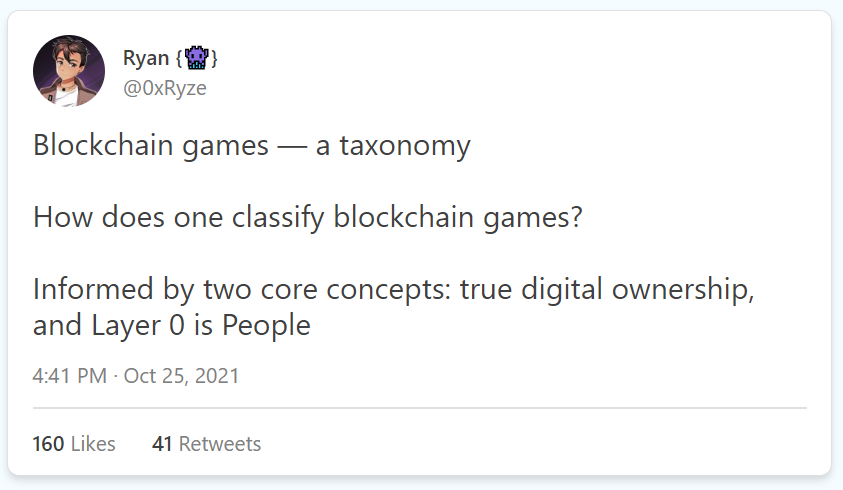 区块链游戏分类如何对区块链游戏进行分类？两个核心概念：真正的数字所有权和以人为本